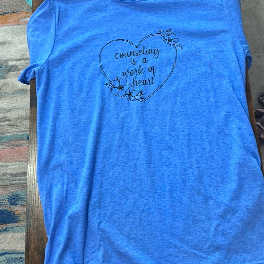 Medium blue hand crafted vinyl tshirt medium